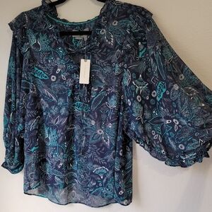NWT Anthropologie floral balloon sleeve blouse top